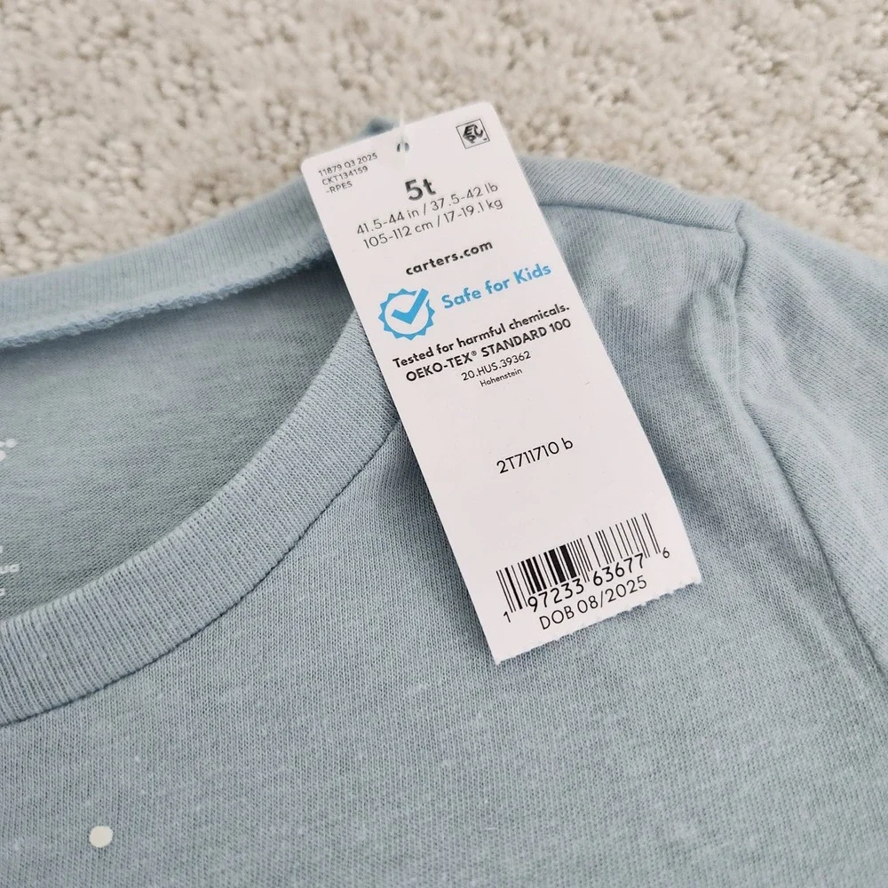 Carters Girls 5T Light Blue Ice Skating Polar Bear Long Sleeve Graphic Tee NWT